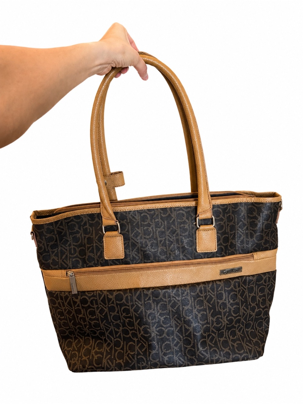 Calvin Klein Black & Tan CK Monogram Shoulder Bag